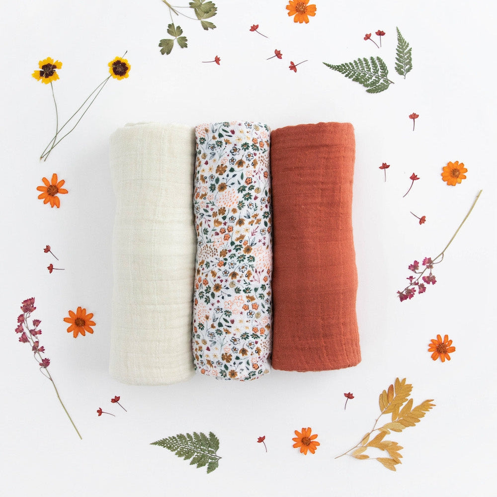 Little Unicorn Cotton Muslin Swaddle Blanket 3 Pack | Pressed Petals