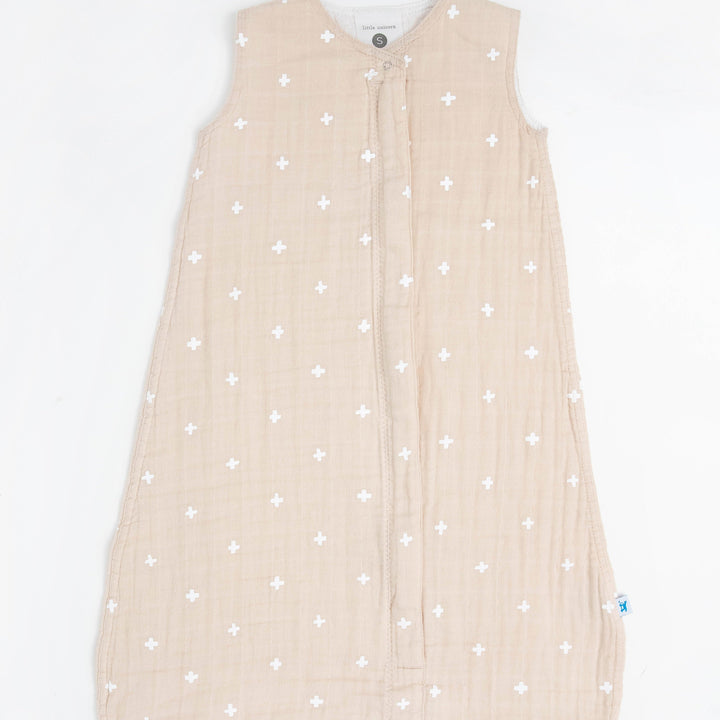 Little Unicorn Cotton Muslin Sleep Bag | Taupe Cross