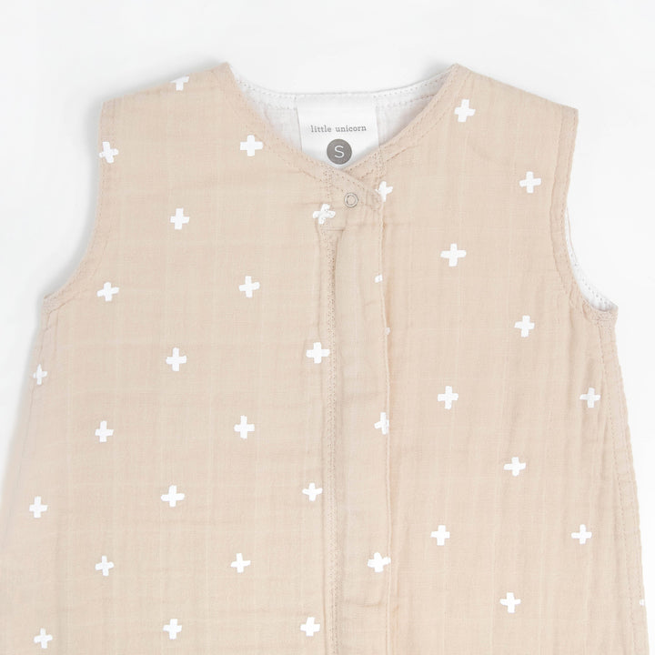 Little Unicorn Cotton Muslin Sleep Bag | Taupe Cross
