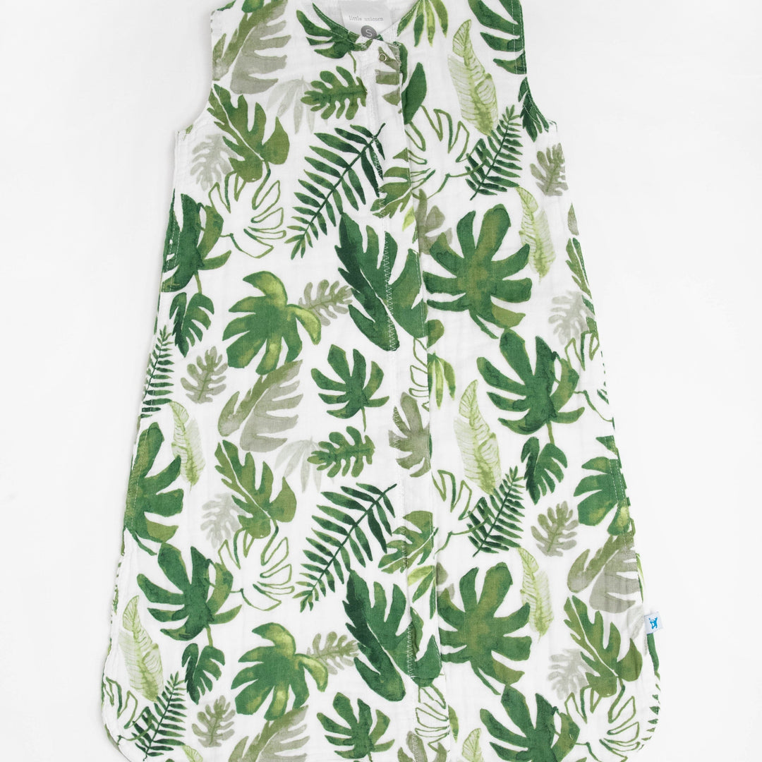 Little Unicorn Cotton Muslin Sleep Bag | Tropical Leaf
