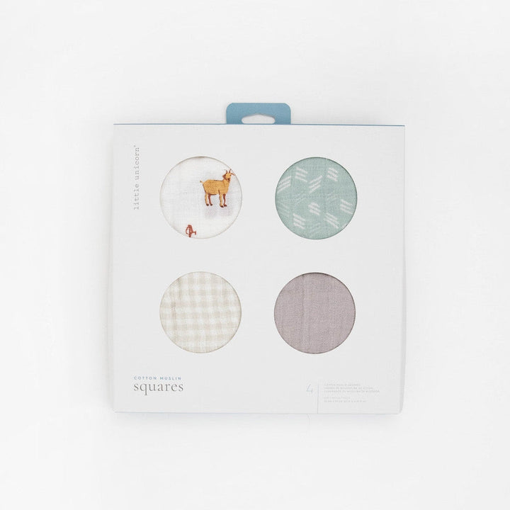 Little Unicorn Cotton Muslin Squares 4 Pack | Farmyard