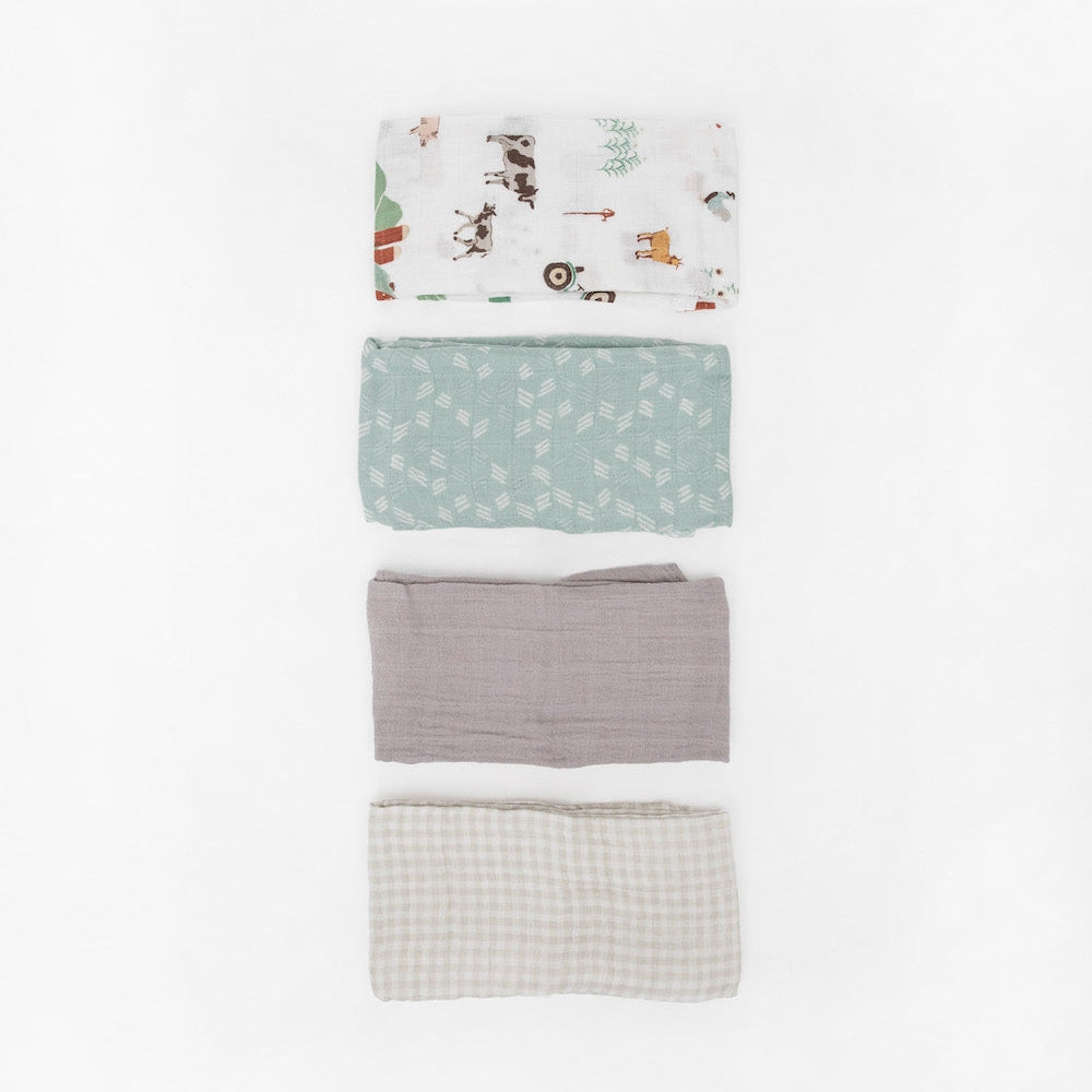 Little Unicorn Cotton Muslin Squares 4 Pack | Farmyard