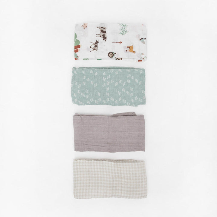 Little Unicorn Cotton Muslin Squares 4 Pack | Farmyard