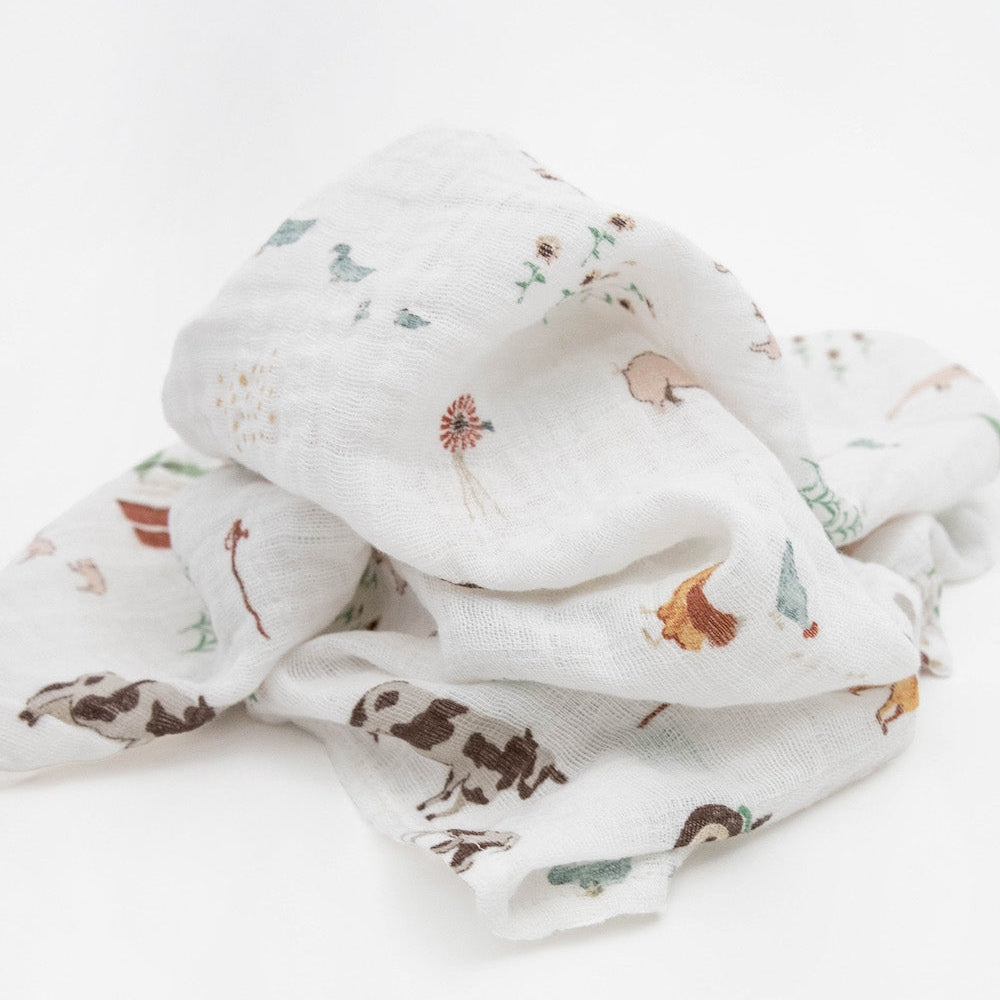 Little Unicorn Cotton Muslin Squares 4 Pack | Farmyard