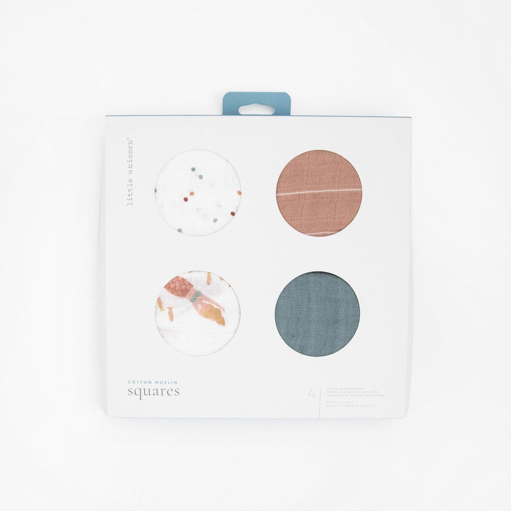 Little Unicorn Cotton Muslin Squares 4 Pack | Mermaids