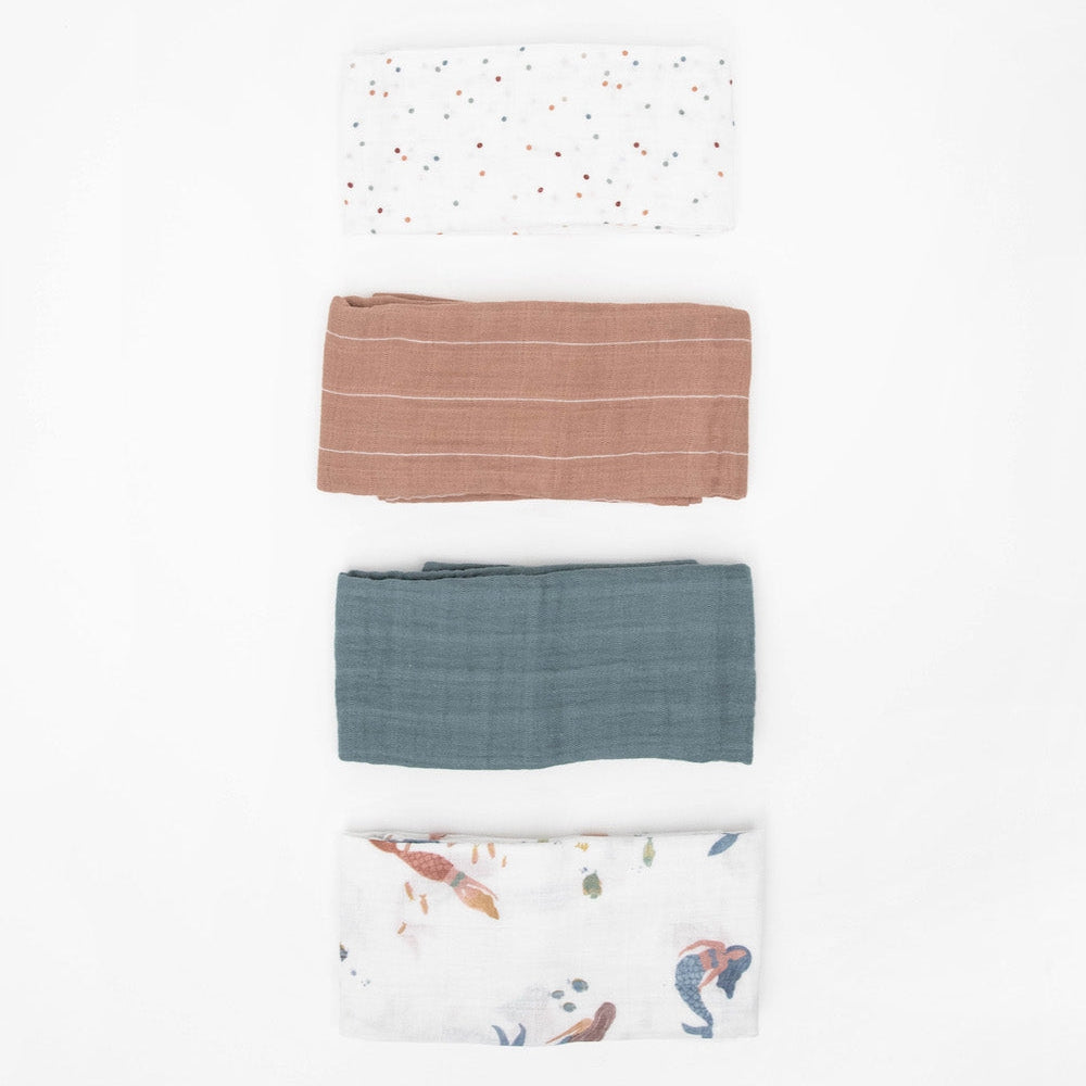 Little Unicorn Cotton Muslin Squares 4 Pack | Mermaids