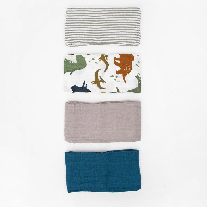 Little Unicorn Cotton Muslin Squares 4 Pack | Dino Friends