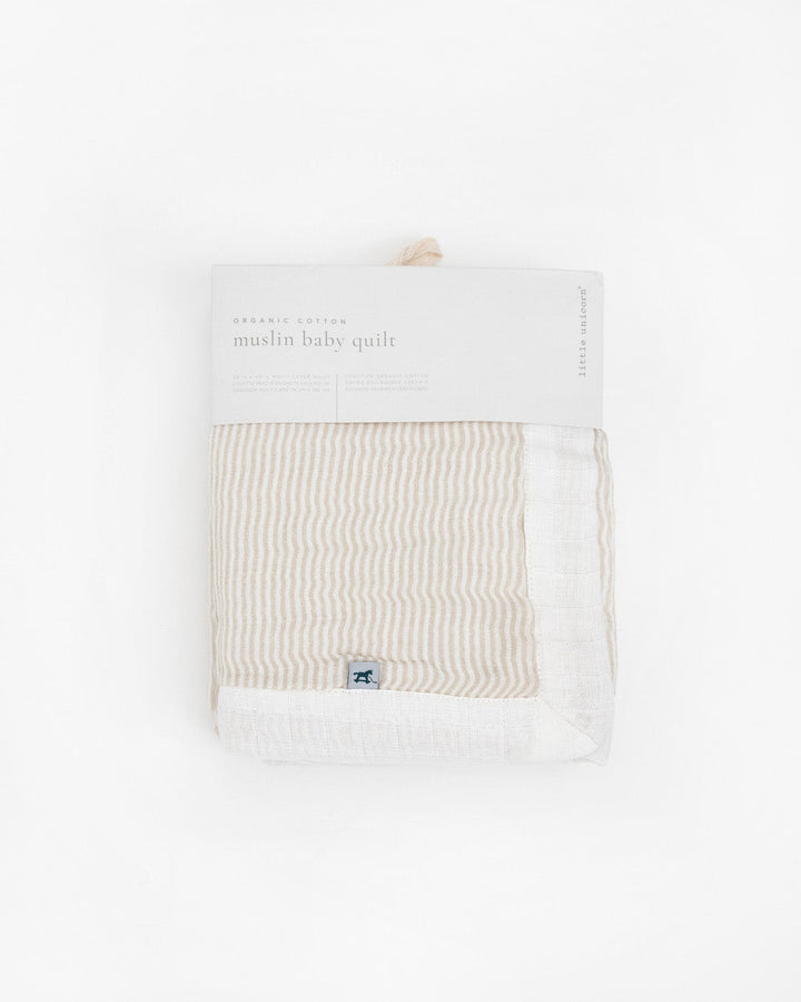 Little Unicorn Organic Cotton Muslin Baby Quilt | Sand Stripe