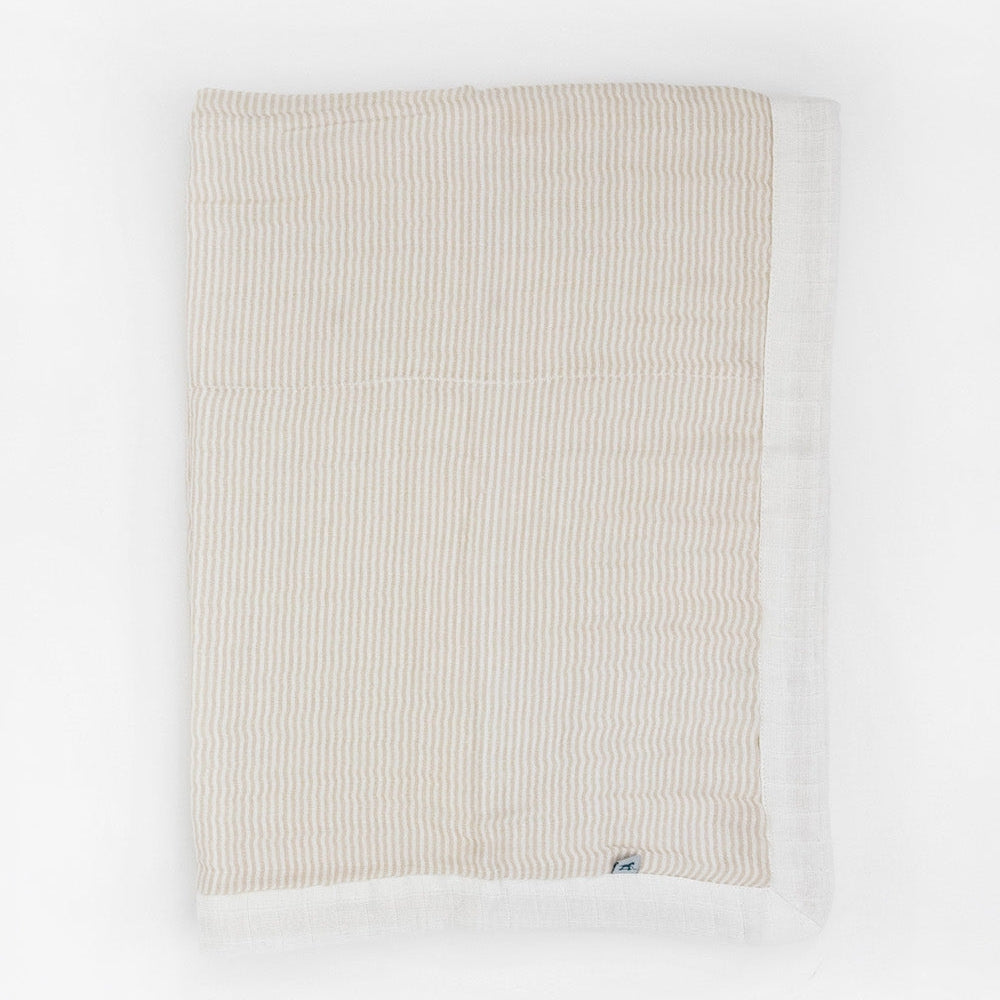 Little Unicorn Organic Cotton Muslin Baby Quilt | Sand Stripe