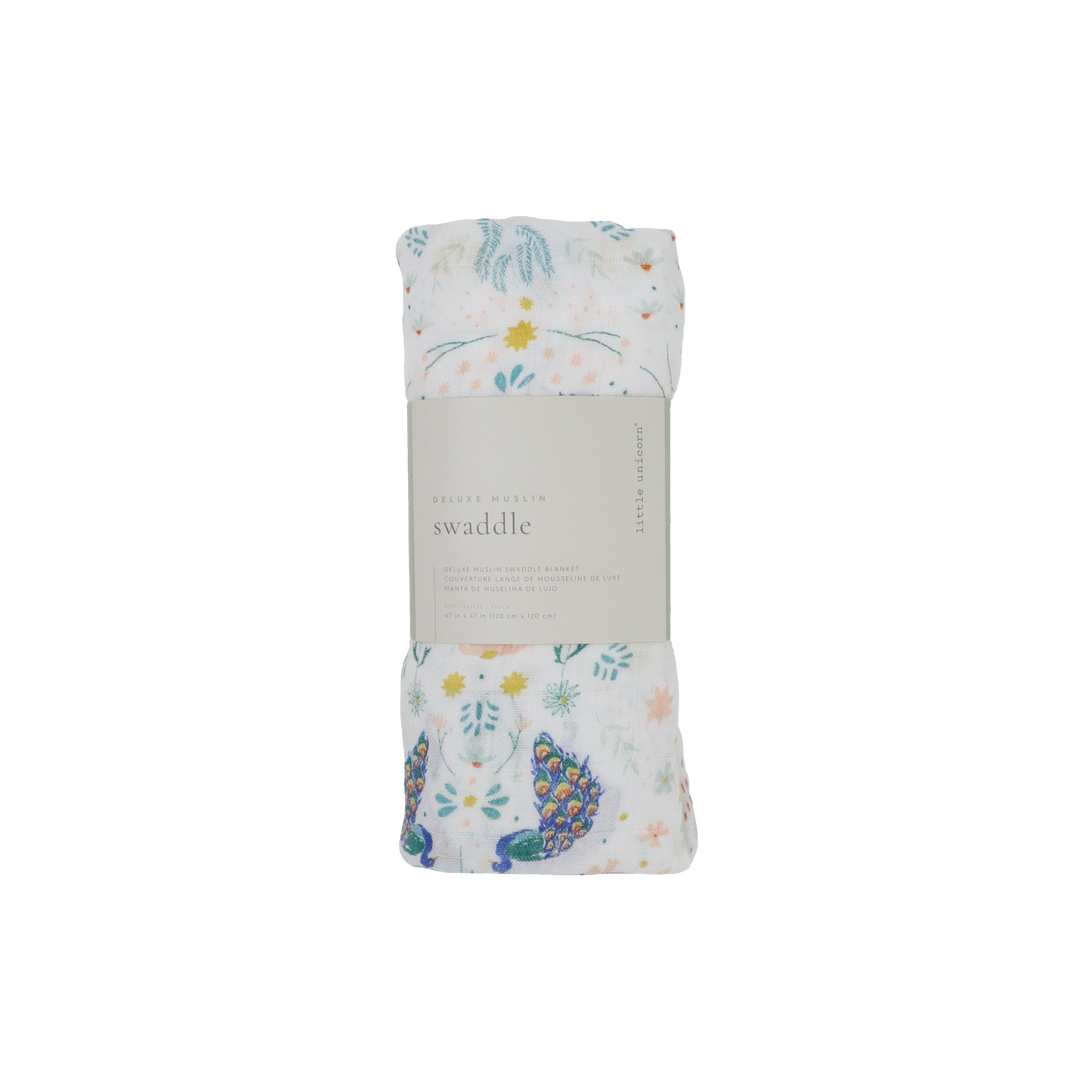 Little Unicorn Deluxe Muslin Swaddle Blanket | Peacock