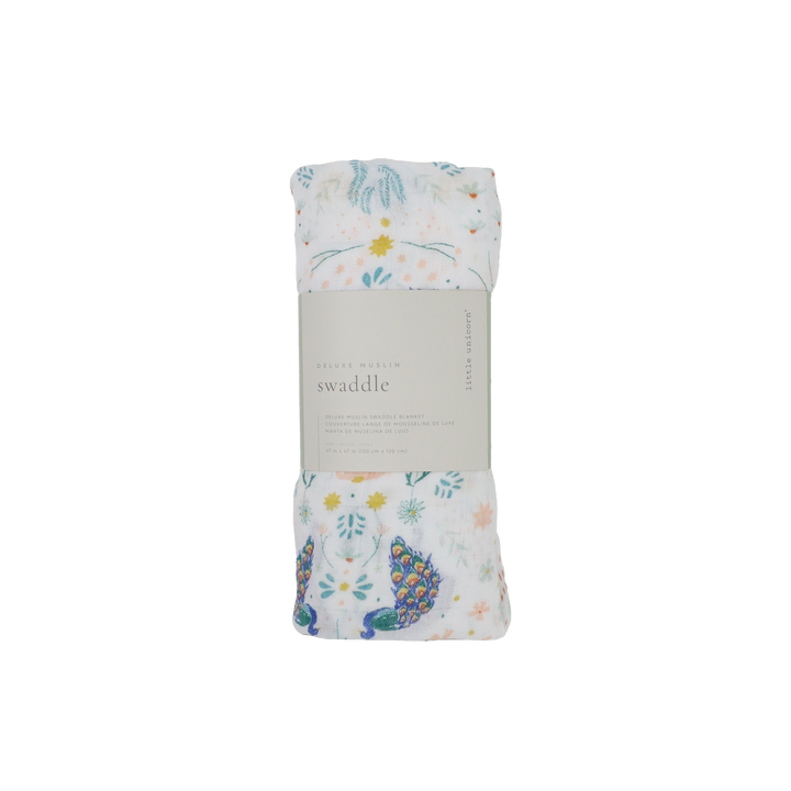 Little Unicorn Deluxe Muslin Swaddle Blanket | Peacock