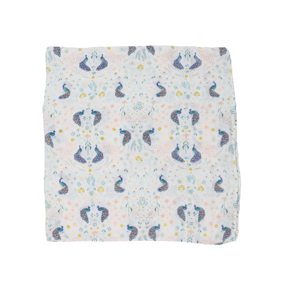 Little Unicorn Deluxe Muslin Swaddle Blanket | Peacock