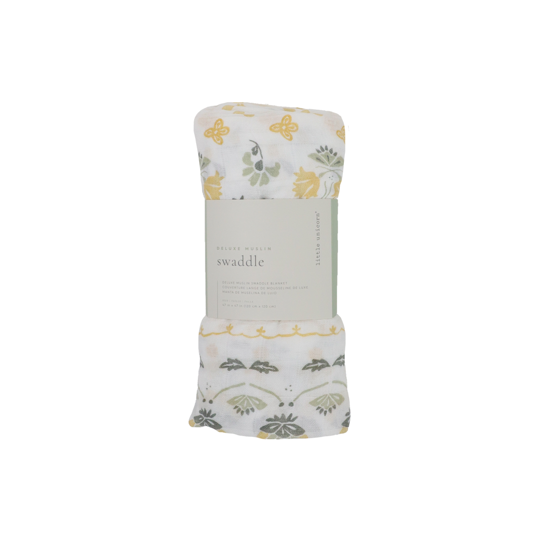 Little Unicorn Deluxe Muslin Swaddle Blanket | Heirloom Floral