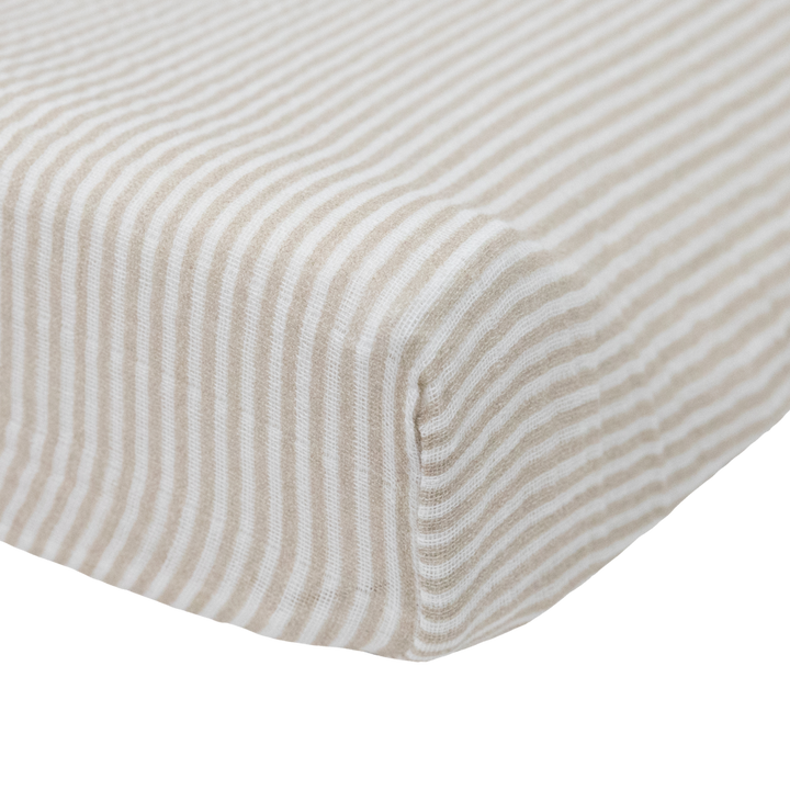 Little Unicorn Organic Cotton Muslin Changing Pad Cover | Sand Stripe