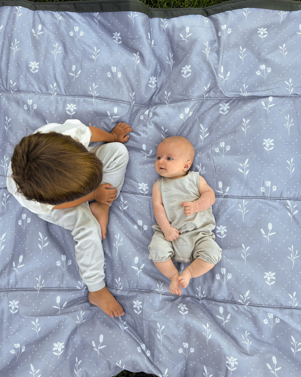 Little Unicorn Outdoor Blanket | Blue Floral Patch
