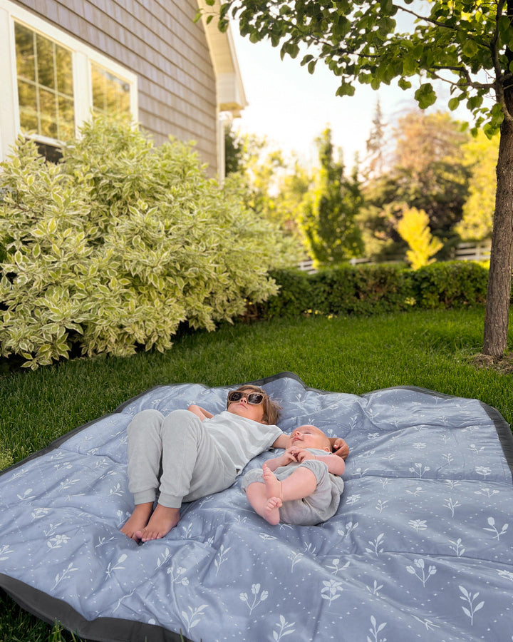 Little Unicorn Outdoor Blanket | Blue Floral Patch