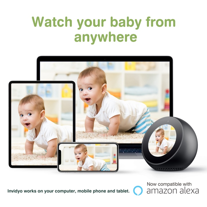 Invidyo The World's Smartest Video Baby Monitor with Crib Mount + 1-Year Subscription