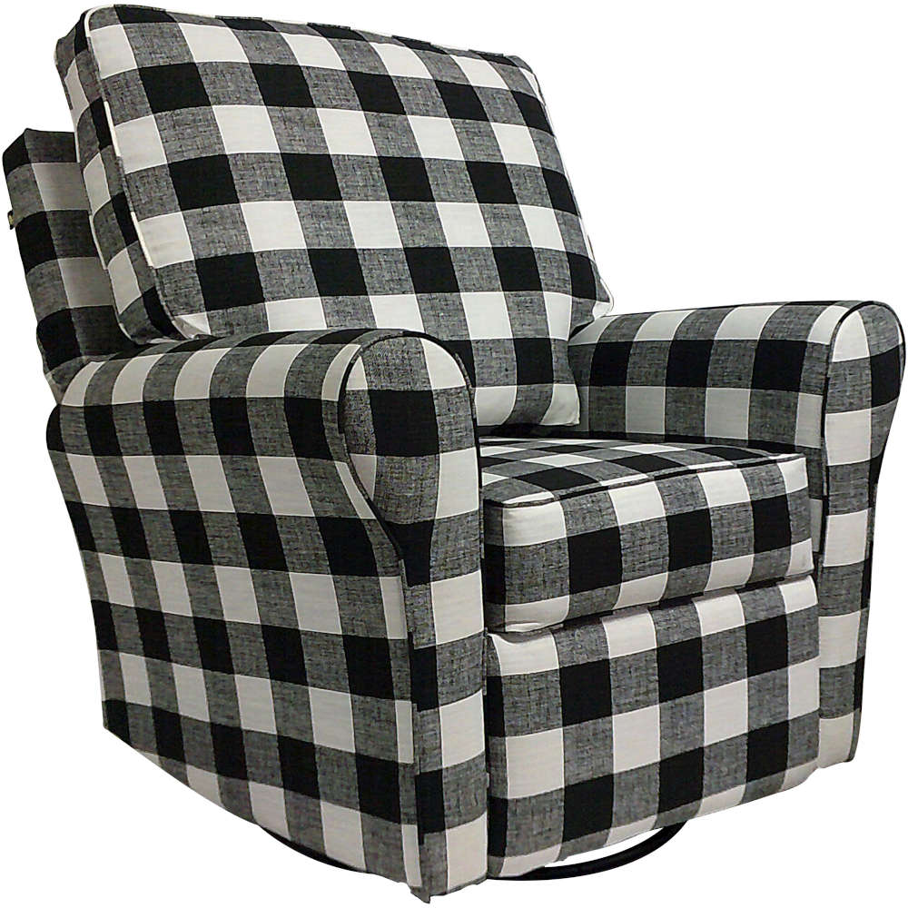 Black and white buffalo check online recliner