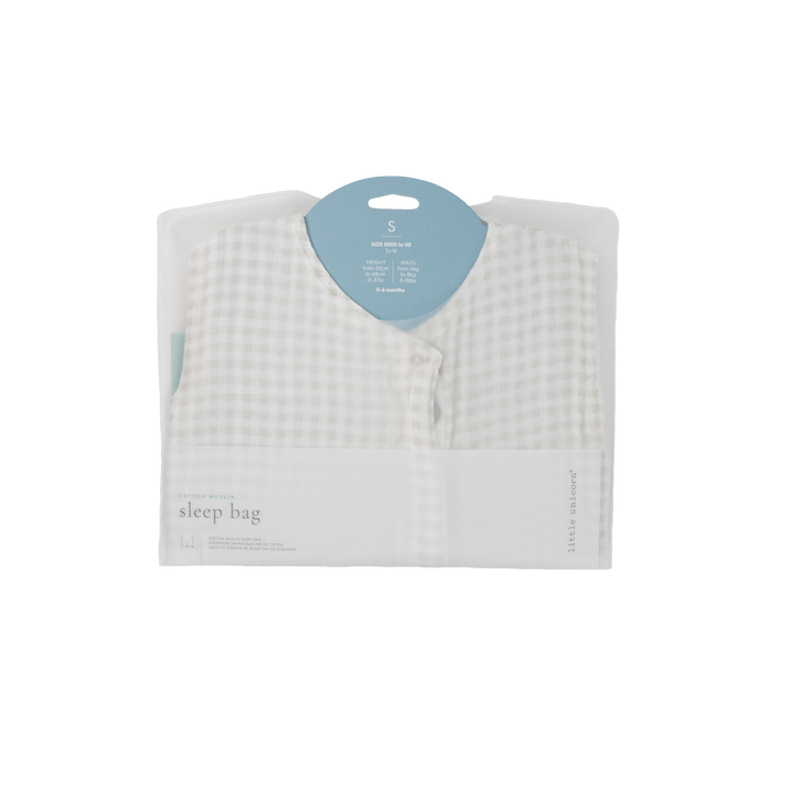 Little Unicorn Cotton Muslin Sleep Bag | Tan Gingham