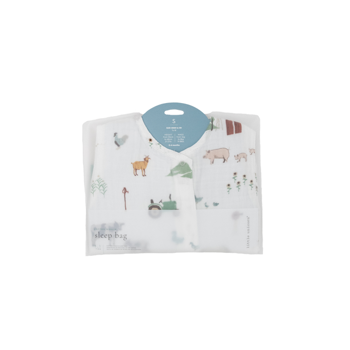 Little Unicorn Cotton Muslin Sleep Bag | Farmyard
