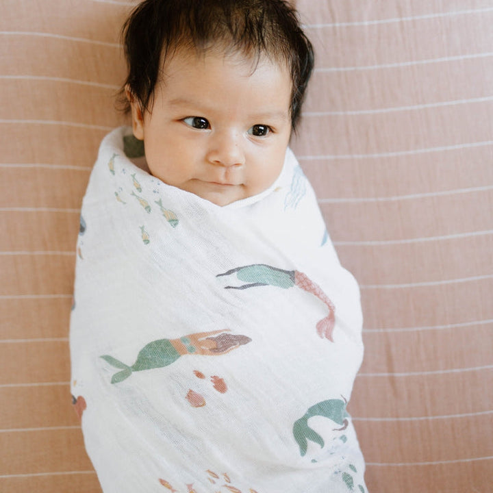 Little Unicorn Cotton Muslin Swaddle Blanket | Mermaids