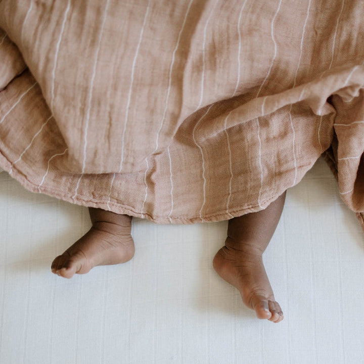 Little Unicorn Cotton Muslin Swaddle Blanket | Mauve Stripe