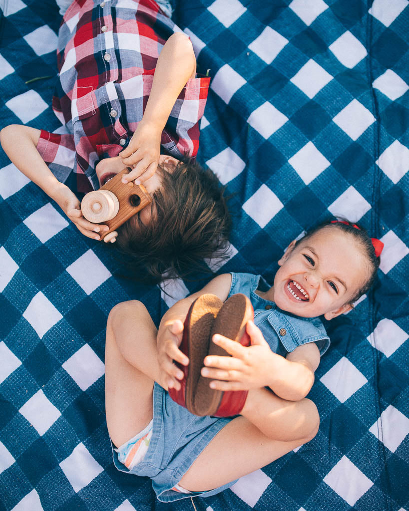 Little Unicorn Outdoor Blanket | Navy Plaid