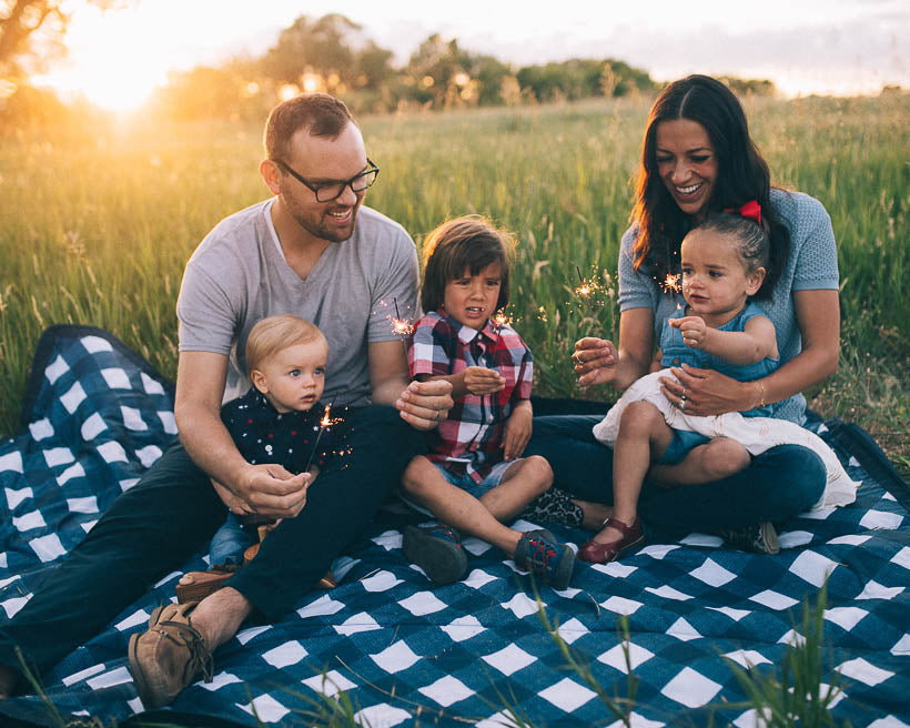 Little Unicorn Outdoor Blanket | Navy Plaid