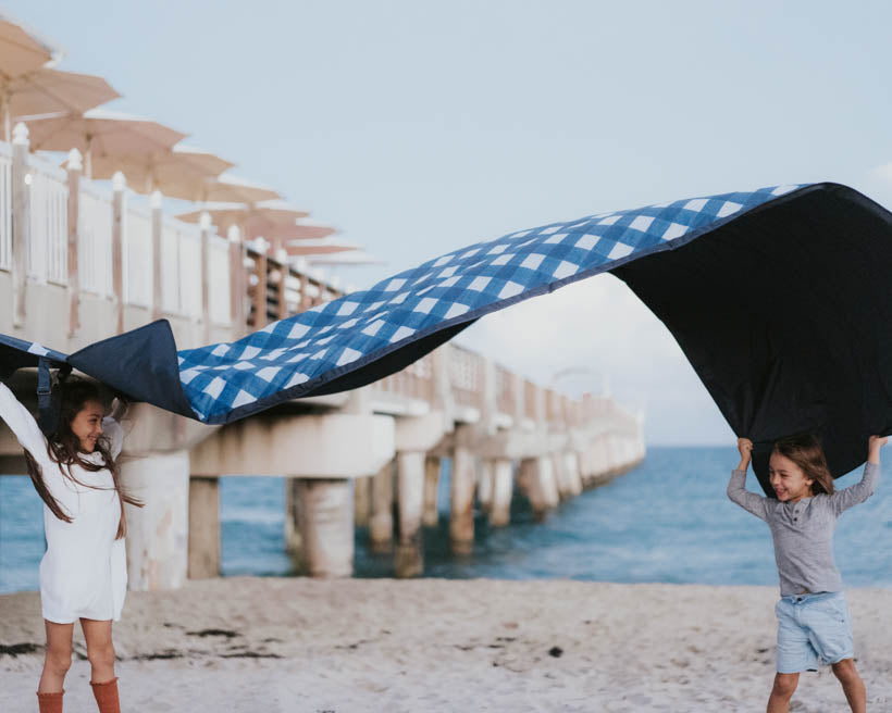 Little Unicorn Outdoor Blanket | Navy Plaid