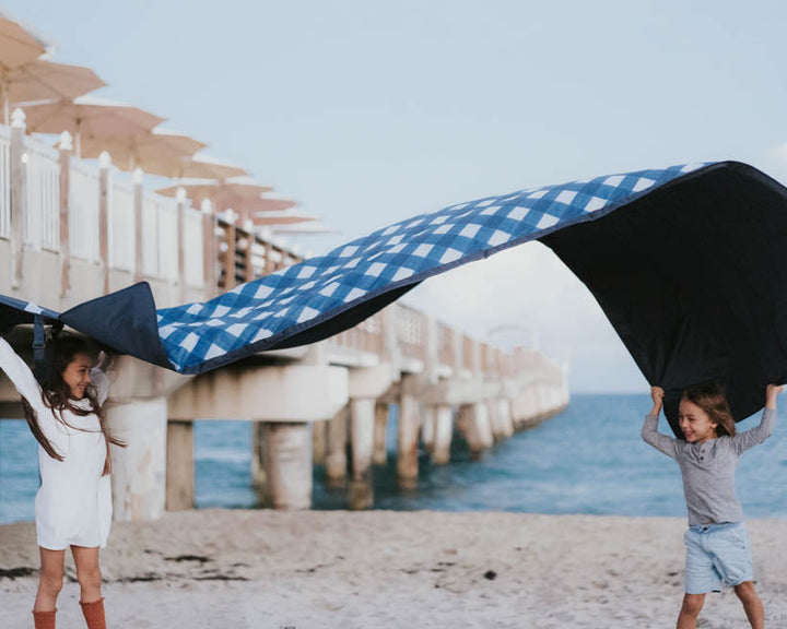 Little Unicorn Outdoor Blanket | Navy Plaid