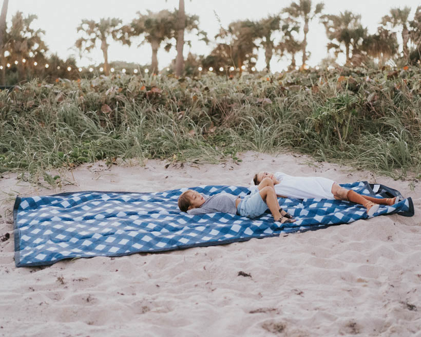 Little Unicorn Outdoor Blanket | Navy Plaid