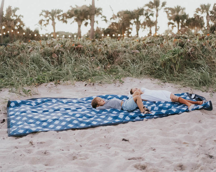 Little Unicorn Outdoor Blanket | Navy Plaid