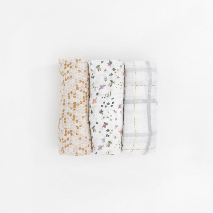 Little Unicorn Cotton Muslin Swaddle Blanket 3 Pack | Garden Bees