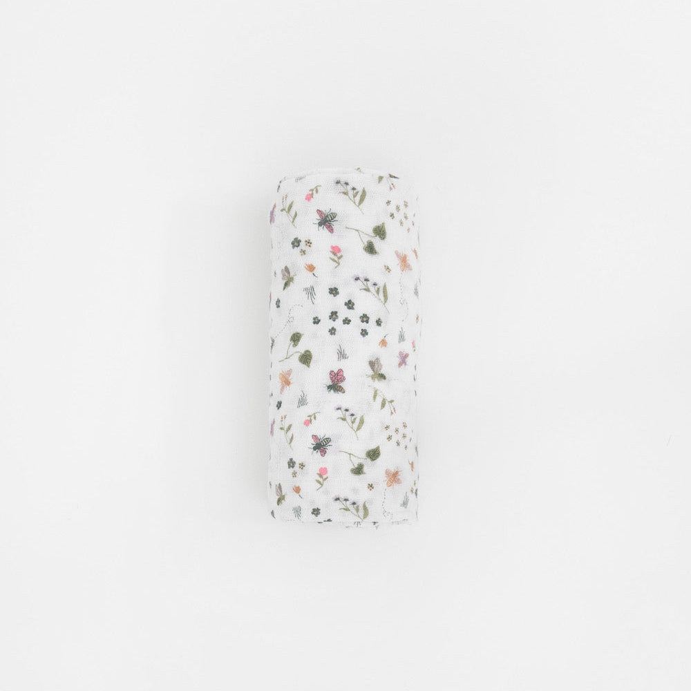 Little Unicorn Cotton Muslin Swaddle Blanket | Garden Bees