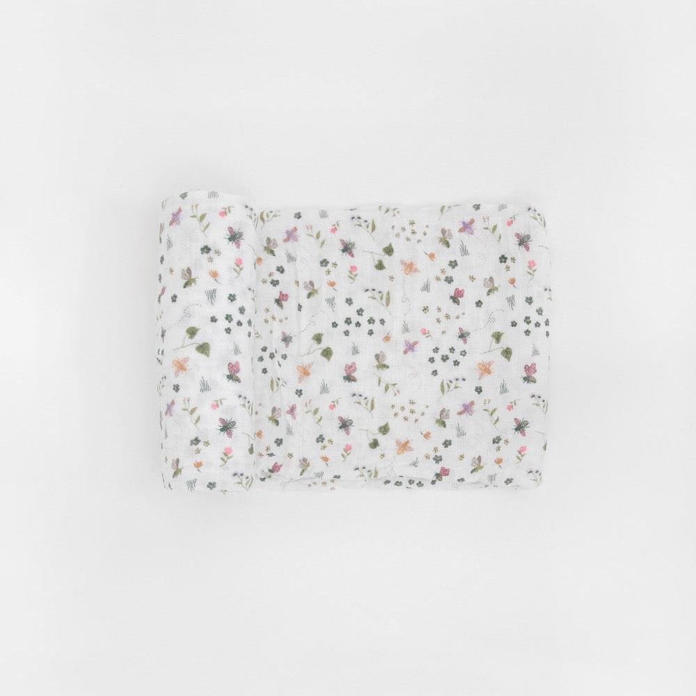Little Unicorn Cotton Muslin Swaddle Blanket | Garden Bees