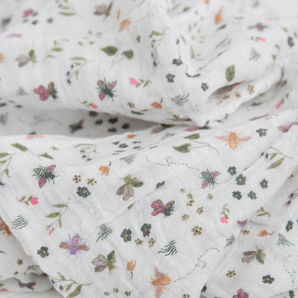 Little Unicorn Cotton Muslin Swaddle Blanket 3 Pack | Garden Bees
