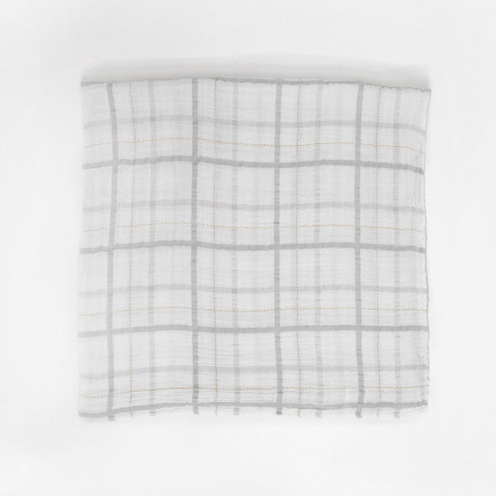 Little Unicorn Cotton Muslin Swaddle Blanket | Grey Plaid
