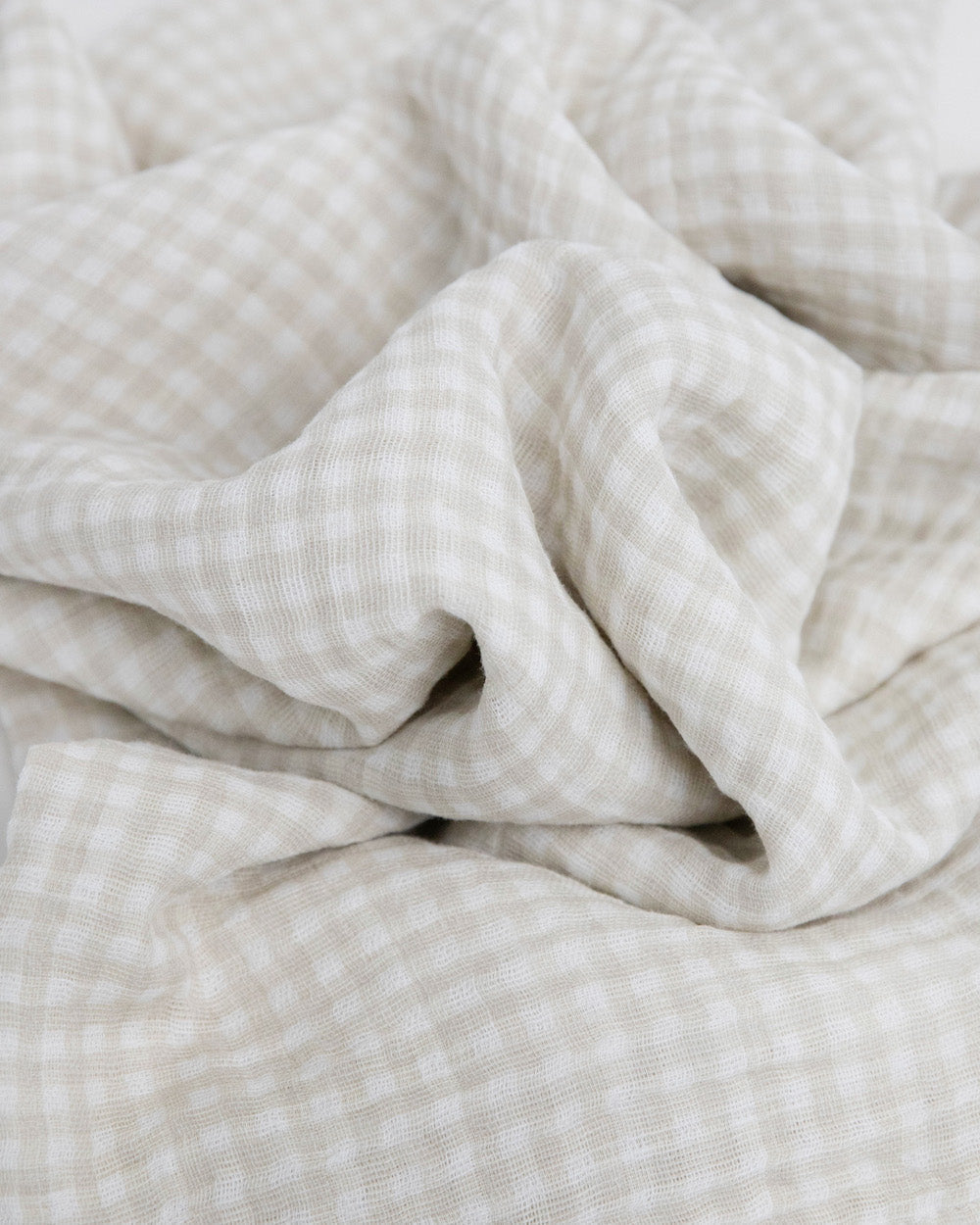 Little Unicorn Cotton Muslin Swaddle Blanket | Tan Gingham