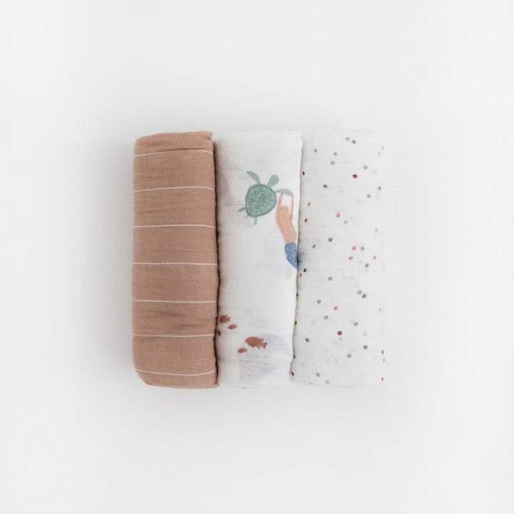 Little Unicorn Cotton Muslin Swaddle Blanket 3 Pack | Mermaids