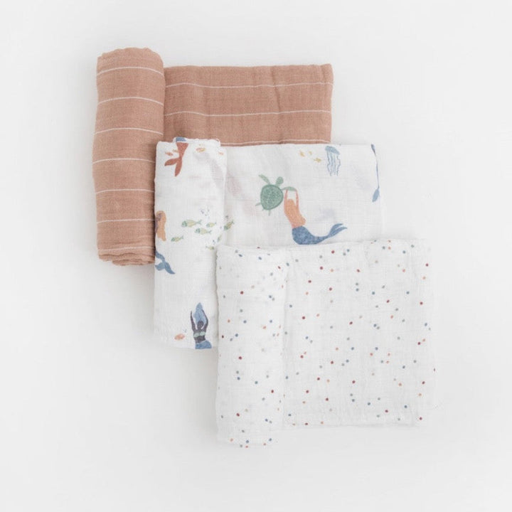 Little Unicorn Cotton Muslin Swaddle Blanket 3 Pack | Mermaids