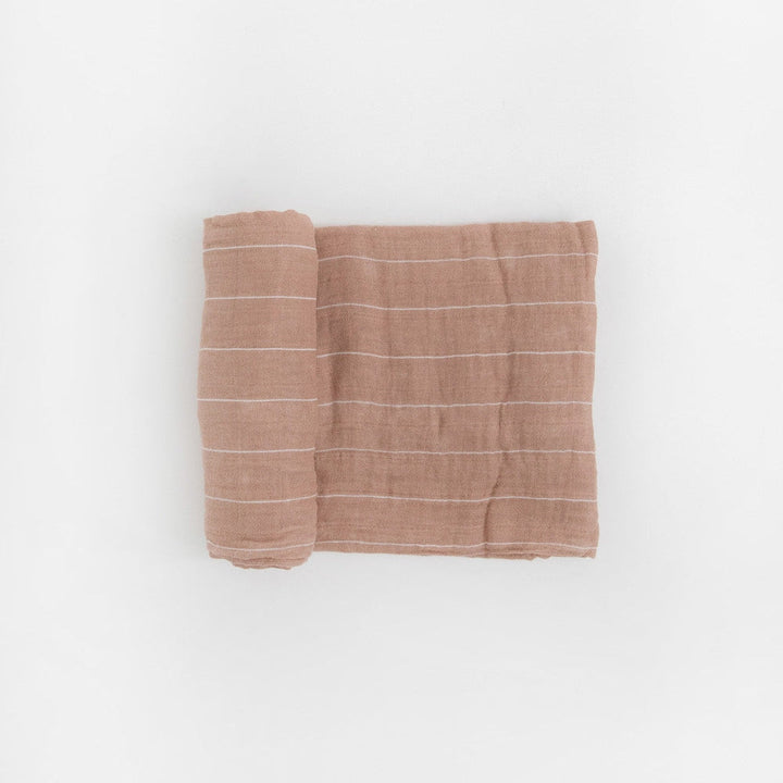 Little Unicorn Cotton Muslin Swaddle Blanket | Mauve Stripe