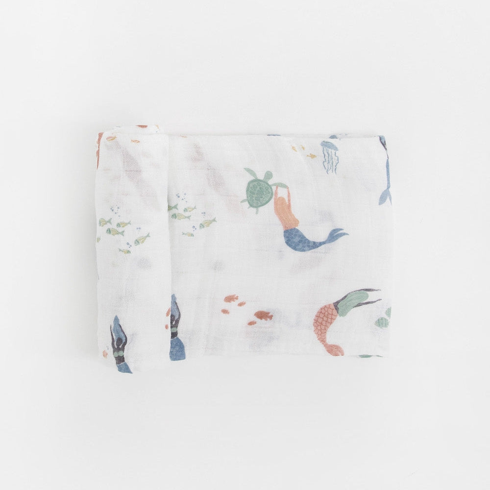 Little Unicorn Cotton Muslin Swaddle Blanket | Mermaids