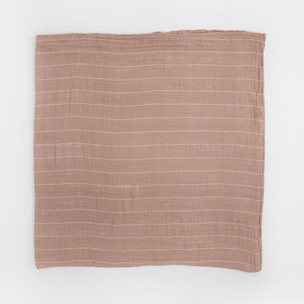 Little Unicorn Cotton Muslin Swaddle Blanket | Mauve Stripe