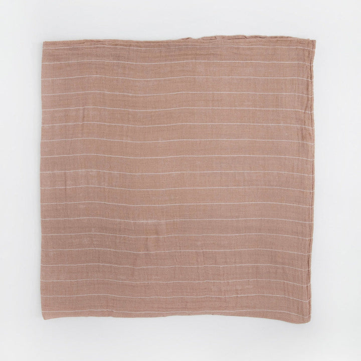 Little Unicorn Cotton Muslin Swaddle Blanket | Mauve Stripe