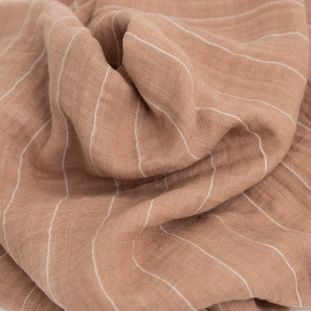 Little Unicorn Cotton Muslin Swaddle Blanket | Mauve Stripe