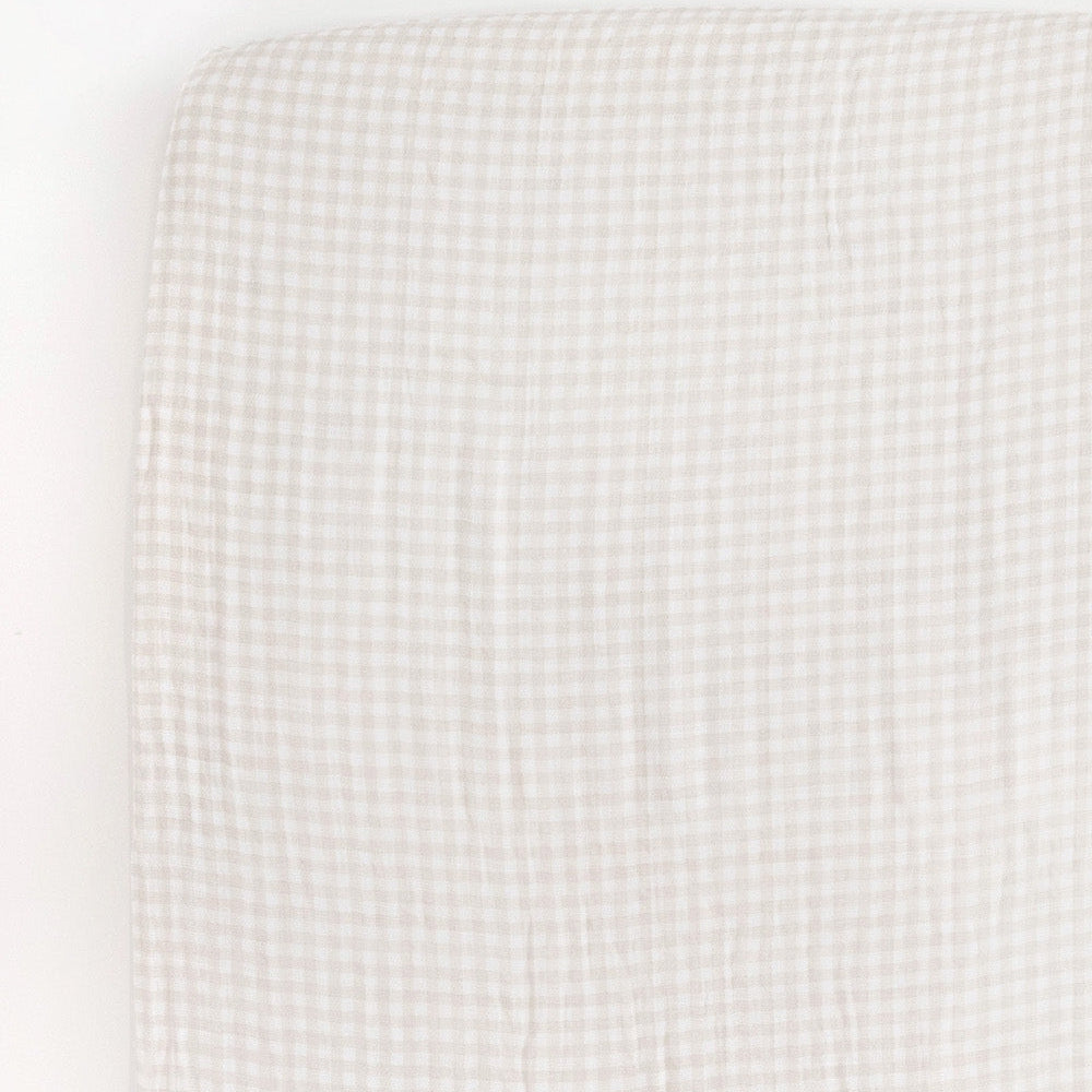 Little Unicorn Cotton Muslin Crib Sheet | Tan Gingham