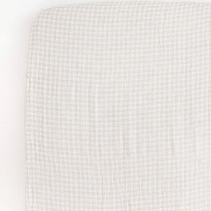 Little Unicorn Cotton Muslin Crib Sheet | Tan Gingham