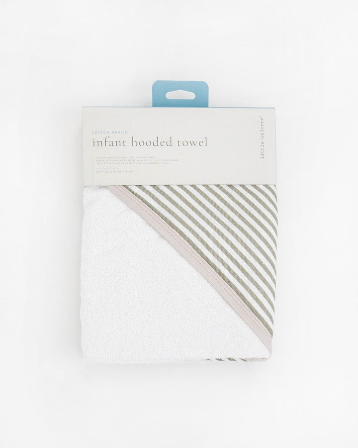 Little Unicorn Infant Hooded Towel | Grey Stripe