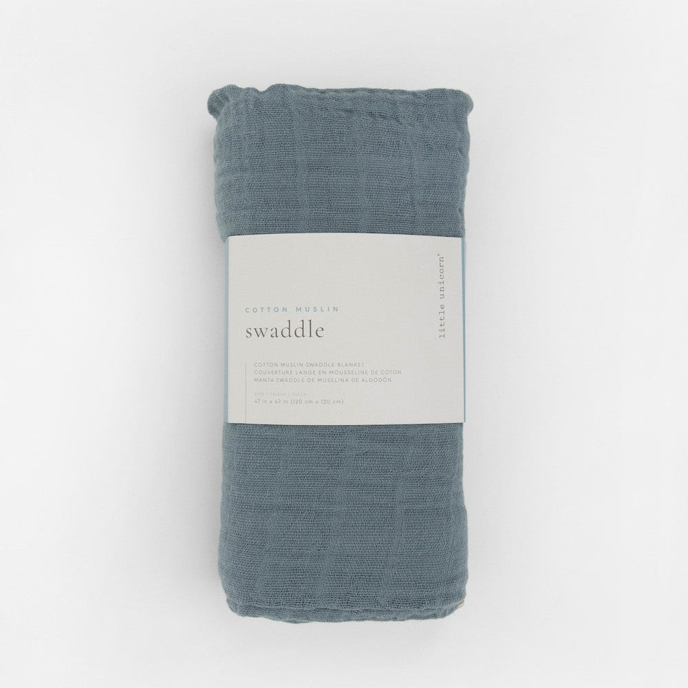 Little Unicorn Cotton Muslin Swaddle Blanket | Sea