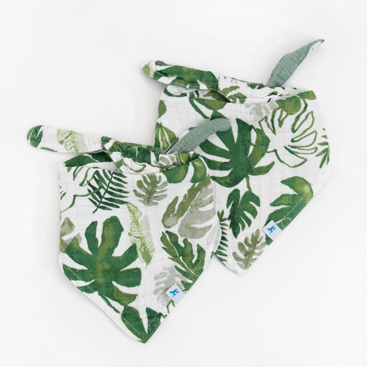 Little Unicorn Cotton Muslin Reversible Bandana Bib 2 Pack | Tropical Leaf